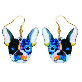 Colorful Bulldog Dog Earrings