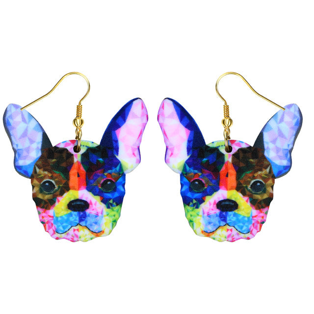 Colorful Bulldog Dog Earrings