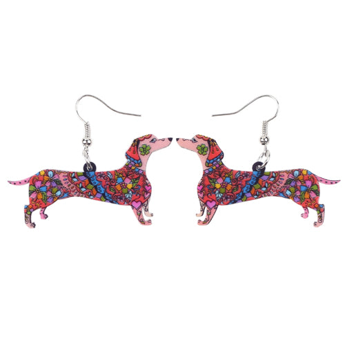 Colorful Dachshund Dog Earrings