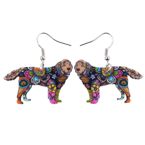 Colorful Newfoundland Dog Earrings