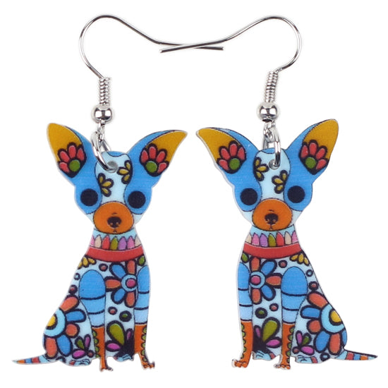 Color Acrylic Chihuahua Dog Earrings