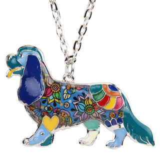 Colorful Enamel Cavalier King Charles Spaniel Dog Necklaces