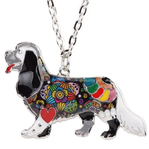 Colorful Enamel Cavalier King Charles Spaniel Dog Necklaces
