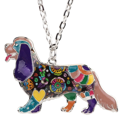 Colorful Enamel Cavalier King Charles Spaniel Dog Necklaces
