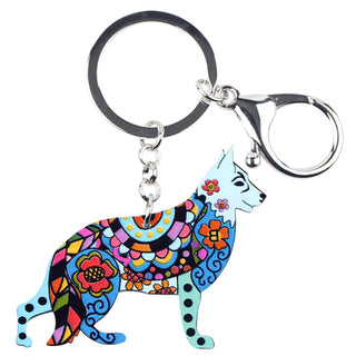 Colorful German Shepherd Dog Keychains