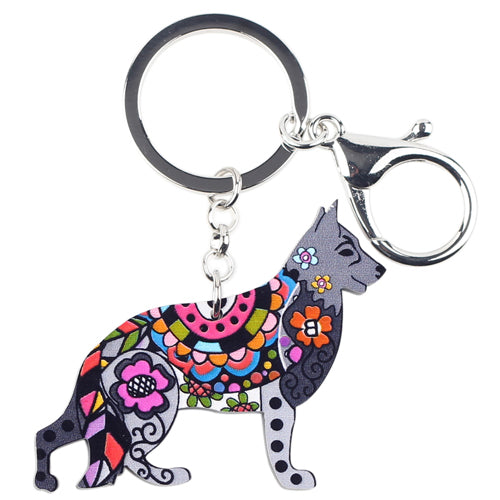 Colorful German Shepherd Dog Keychains