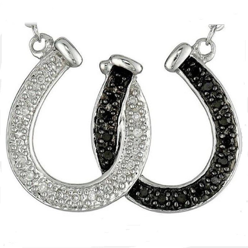 Black&White Double Horseshoe Crystal Necklaces