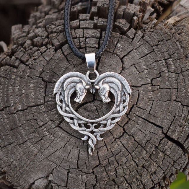 Original Celtic Horse Lovers Heart-Shaped Horse Celtic Art Horse Heart  Equestrian Necklaces