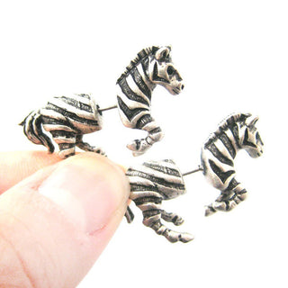 Fashion Fake Gauge Earrings Zebra Horse Stud Earrings