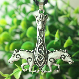 Double Horse Antique Viking Dragon Rune Necklaces