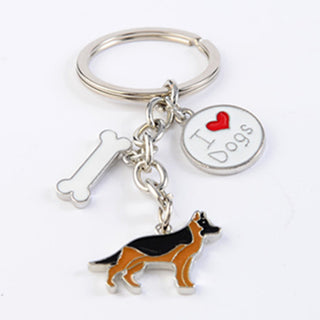 Cute German Shepherd Dog Bone Keychains