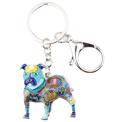 Colorful Enamel Pit bull Dog Keychains