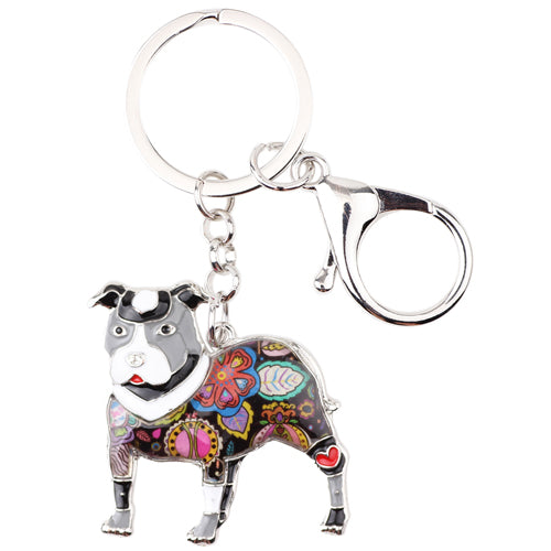 Colorful Enamel Pit bull Dog Keychains