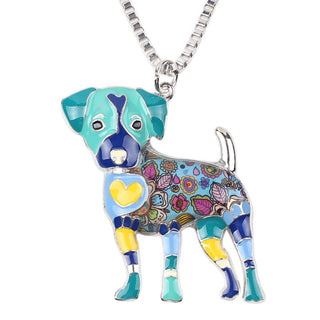 Statement Metal Alloy Enamel Jack Russell Dog Necklaces