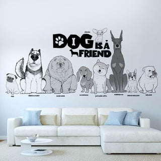 "Dog is a friend" Pug Chow chow Jiwawa Dog Wall Stickers