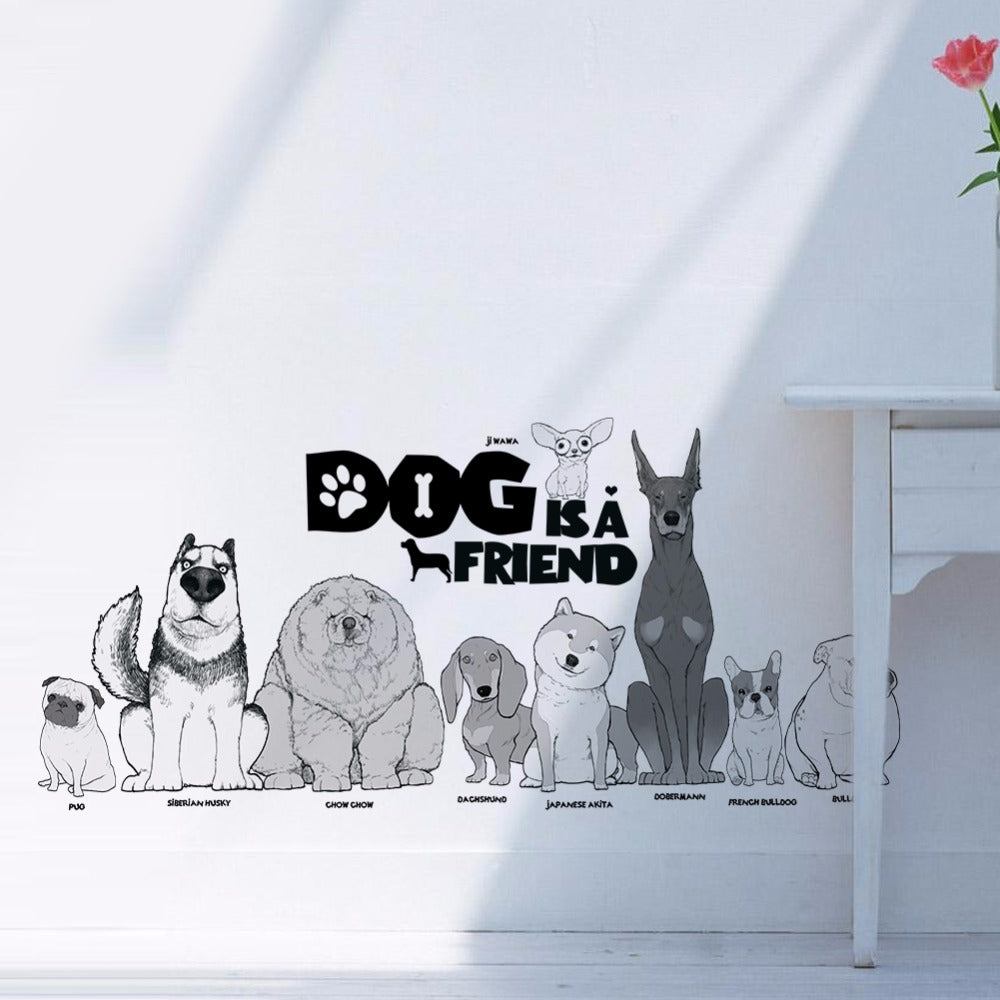 "Dog is a friend" Pug Chow chow Jiwawa Dog Wall Stickers