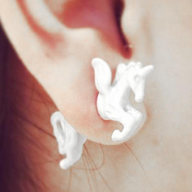 3D Flying Horse Animal Piercing Stud Earrings