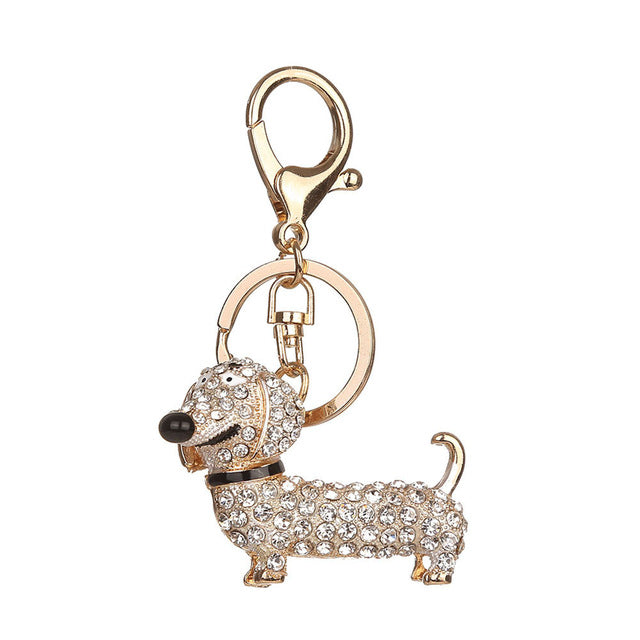 Crystal Rhinestone Dog Dachshund Keychains