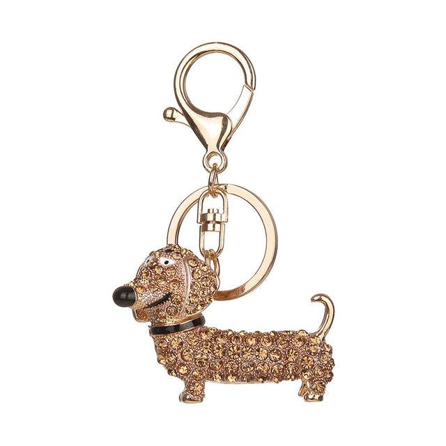 Crystal Rhinestone Dog Dachshund Keychains