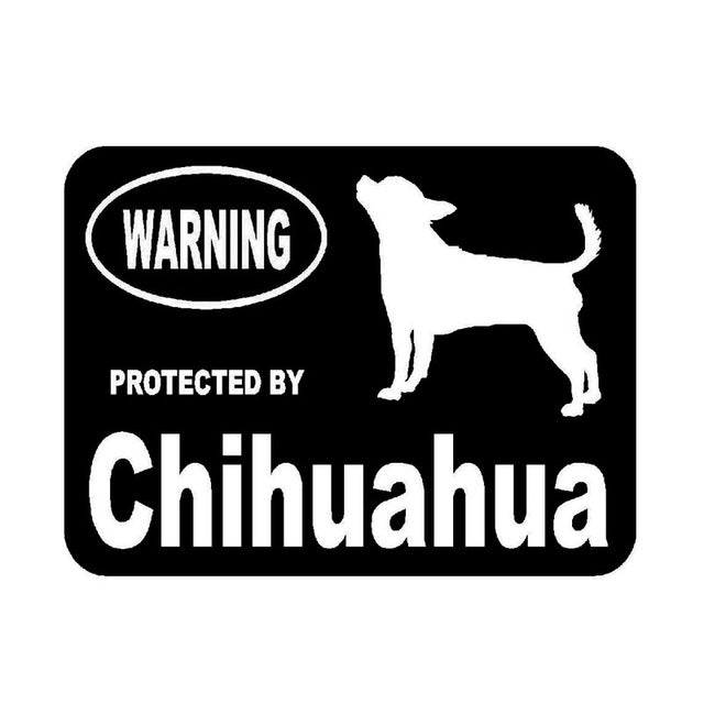 "Warning Protected By Chihuahua"  Dog Stickers