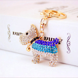 Cute Crystal Alloy Schnauzer Keychains