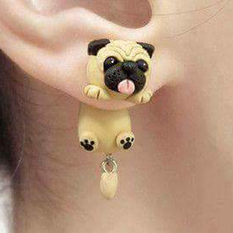 Clay Cute Pug Dog Earrings