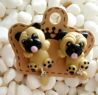 Clay Cute Pug Dog Earrings