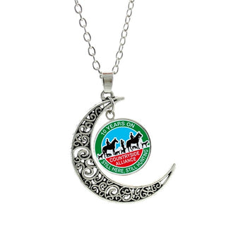 Vintage Horseback Riding Silhouette Moon Necklaces