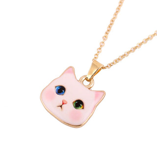 Colorful Cute White Cat Head Necklaces