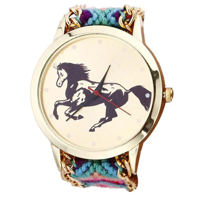 Classical Cheap Ladies Horse Rope Knitted Watches