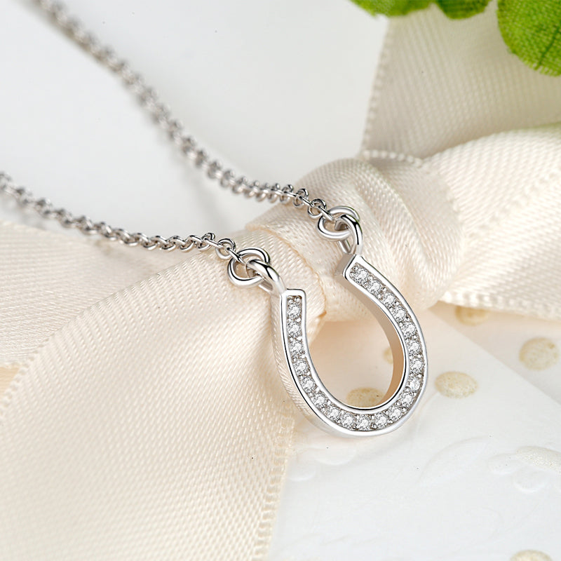 Silver Crystal Rhinestone Horseshoe U Shape Necklaces