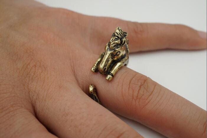 New Antique Silver Adjustable Horse Ring