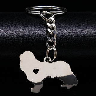 Cavalier King Charles Spaniel Dog Silver Color Stainless Steel Keychains