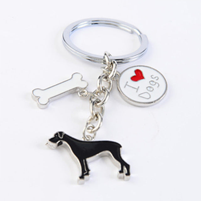 Black Great Dane Dog Keychains