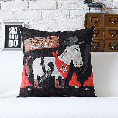 Cowboy Horse Pattern Decorative Throw Pillow Covers