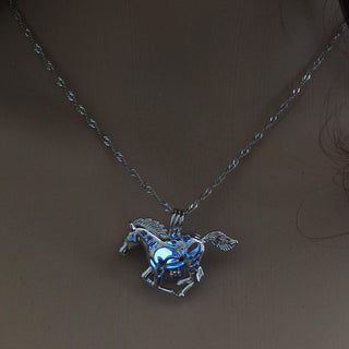 Smart Running Horse Locket Cage Glowing In The Dark Necklaces