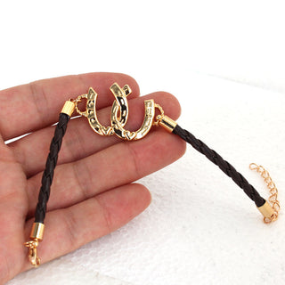 Gold Colors Double Horse Hoof Horseshoe Bracelets