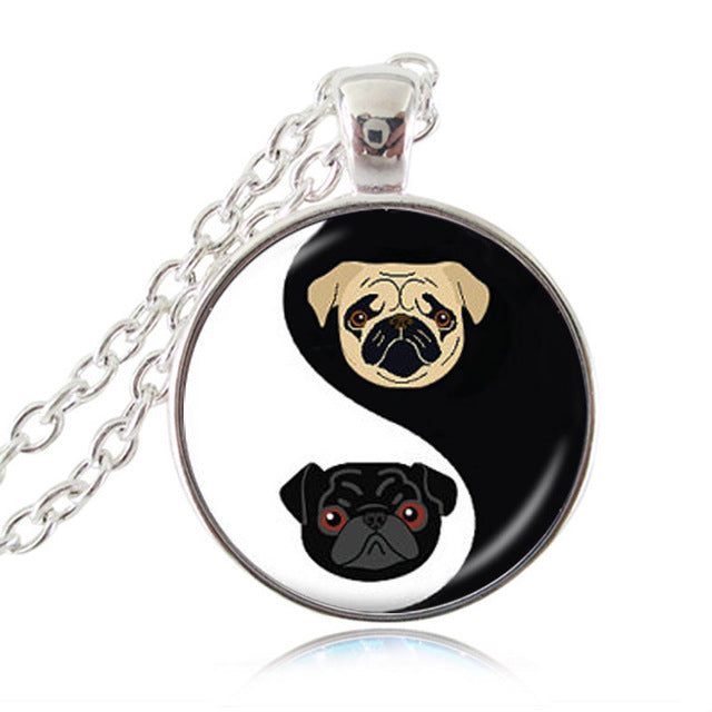 Black and Tan Bulldog Dog Glass Dome Necklaces