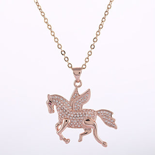 Child's Fairy Tale Pegasus Winged Horse Running Crystal Necklaces