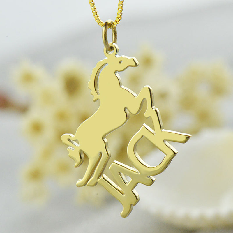 Gold Color Jack Horse Running Necklaces