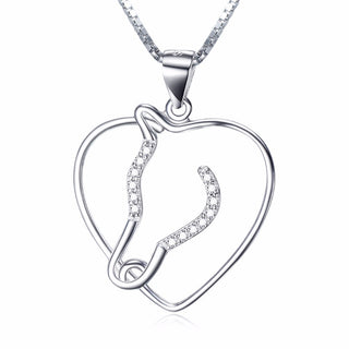 Silver Love Heart Horse Head Hollow Necklaces