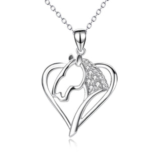 Love Heart Horse Head Crystal Hollow Necklaces