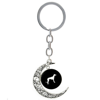 Cute Greyhound Dog Moon Keychains