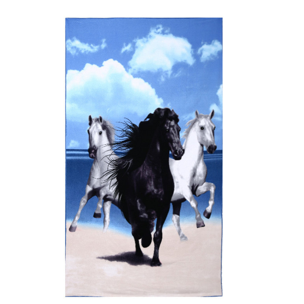Cartoon Beach Horse Printing Towels