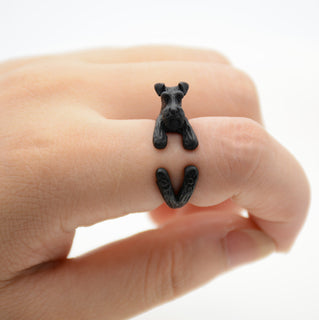 Vintage 3D Miniature Schnauzer Dog Rings