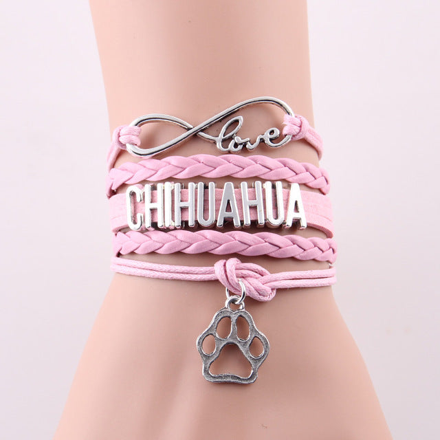 Infinity Love Chihuahua Dog Paw Bracelets
