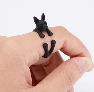 Vintage 3D Boston Terrier Dog Rings