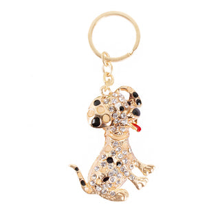 Cute Gold Dog Crystal Keychains