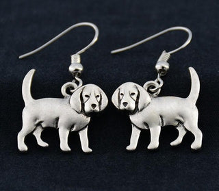 Vintage Silver Beagle Dog Drop Earings