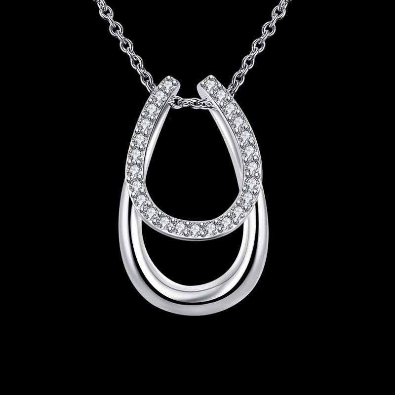 Lucky Rhinestone Double Horse Hoof Necklaces